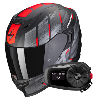 Integrale Scorpion Exo 520 Evo Air Maha Matt Black Red + Kit Bluetooth 5S