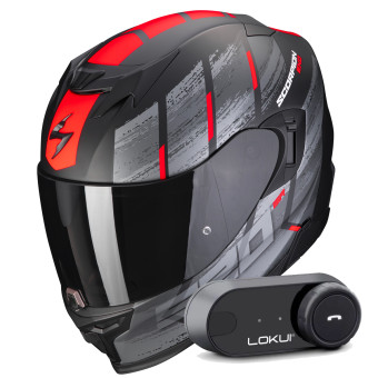 Integrale Scorpion Exo 520 Evo Air Maha Matt Black Red + Kit Bluetooth Lokui K30