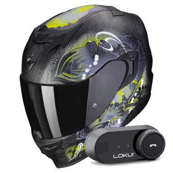 Integrale Scorpion Exo 520 Evo Air Melrose Matt Black Yellow + Kit Bluetooth Lokui K30