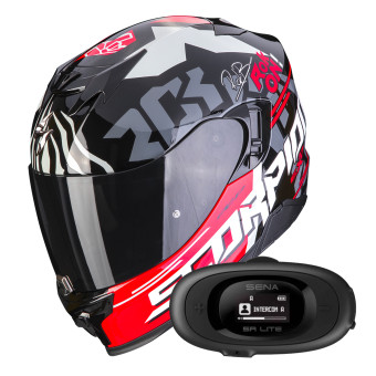 Integrale Scorpion Exo 520 Evo Air Rok Bagoros Black Red + Kit bluetooth 5R Lite