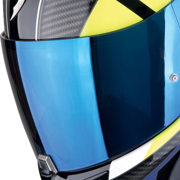 Scorpion Exo 520 Evo Air Sensus Blue Yellow Fluo + Kit bluetooth Exo-Com Link-1