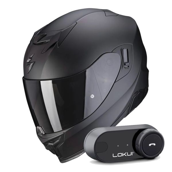 Integrale Scorpion Exo 520 Evo Air Solid Matt Black + Kit Bluetooth Lokui K30