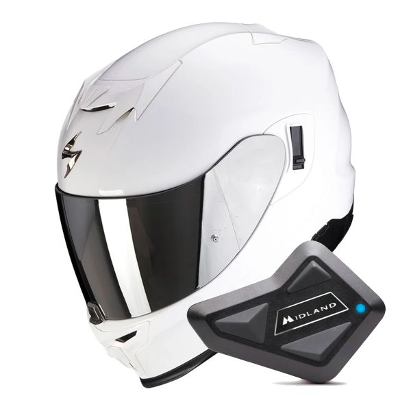 Integrale Scorpion Exo 520 Evo Air Solid White + Kit Bluetooth BT Mini