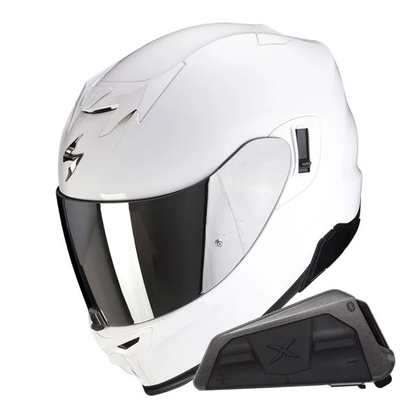 Integrale Scorpion Exo 520 Evo Air Solid White + Kit bluetooth Exo-Com Link-1