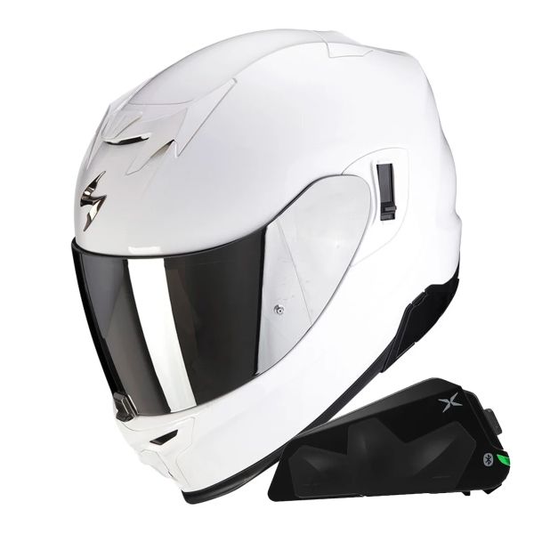 Integrale Scorpion Exo 520 Evo Air Solid White + Kit bluetooth Exo-Com Link-1C