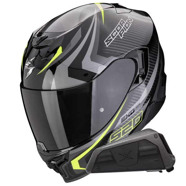 Integrale Scorpion Exo 520 Evo Air Terra Black Yellow Fluo + Kit bluetooth Exo-Com Link-1