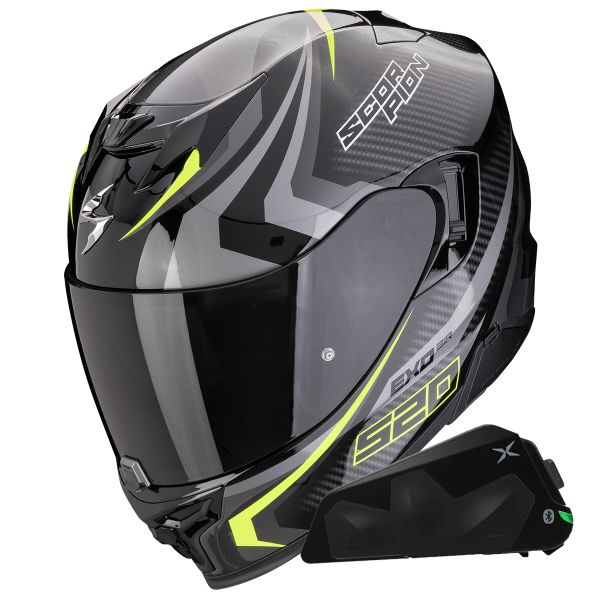 Integrale Scorpion Exo 520 Evo Air Terra Black Yellow Fluo + Kit bluetooth Exo-Com Link-1C