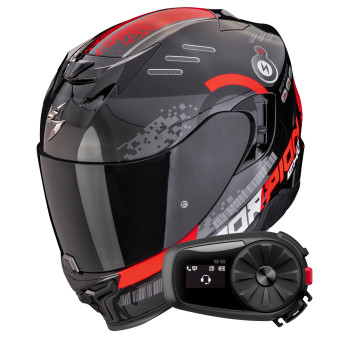 Integrale Scorpion Exo 520 Evo Air Titan Black Metal Red + Kit Bluetooth 5S Solo