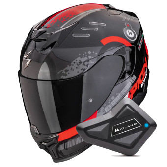 Integrale Scorpion Exo 520 Evo Air Titan Black Metal Red + Kit Bluetooth BT Mini