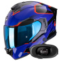 Casque Integrale Scorpion Exo 530 Air Clip Blue Black Red + Kit bluetooth 5R Lite
