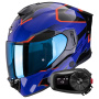 Casque Integrale Scorpion Exo 530 Air Clip Blue Black Red + Kit Bluetooth 5S Solo