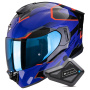 Casque Integrale Scorpion Exo 530 Air Clip Blue Black Red + Kit Bluetooth BT Mini