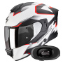 Casque Integrale Scorpion Exo 530 Air Clip Matt White Black Red + Kit bluetooth 5R Lite