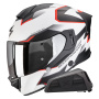 Casque Integrale Scorpion Exo 530 Air Clip Matt White Black Red + Kit bluetooth Exo-Com Link-1