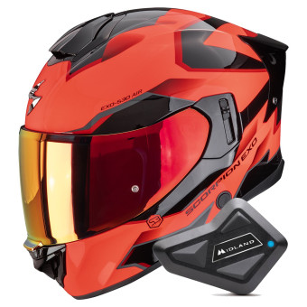 Casque Integrale Scorpion Exo 530 Air Clip Red Black + Kit Bluetooth BT Mini Casque Integrale Scorpion Exo 530 Air Clip Red Black + Kit Bluetooth BT Mini