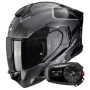 Casque Integrale Scorpion Exo 530 Air Clip Silver Black + Kit Bluetooth 5S Solo