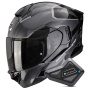 Casque Integrale Scorpion Exo 530 Air Clip Silver Black + Kit Bluetooth BT Mini