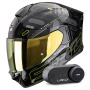 Casque Integrale Scorpion Exo 530 Air Fond Black Neon Yellow + Kit Bluetooth Lokui K30