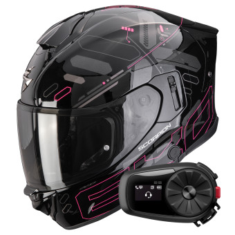 Casque Integrale Scorpion Exo 530 Air Fond Black Pink + Kit Bluetooth 5S Solo Casque Integrale Scorpion Exo 530 Air Fond Black Pink + Kit Bluetooth 5S Solo