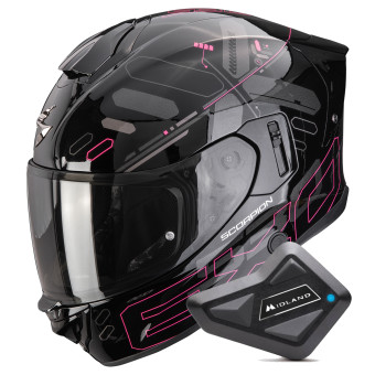 Casque Integrale Scorpion Exo 530 Air Fond Black Pink + Kit Bluetooth BT Mini Casque Integrale Scorpion Exo 530 Air Fond Black Pink + Kit Bluetooth BT Mini