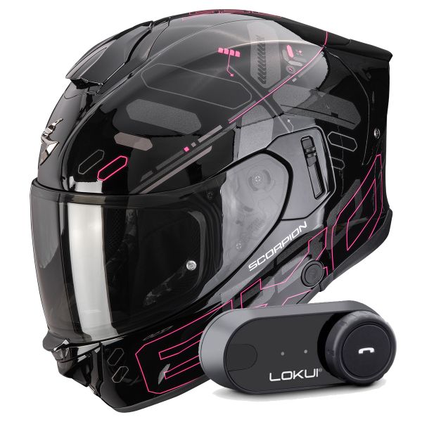 Integrale Scorpion Exo 530 Air Fond Black Pink + Kit Bluetooth Lokui K30