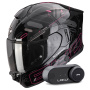 Casque Integrale Scorpion Exo 530 Air Fond Black Pink + Kit Bluetooth Lokui K30