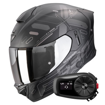 Casque Integrale Scorpion Exo 530 Air Fond Matt Black Silver + Kit Bluetooth 5S Solo Casque Integrale Scorpion Exo 530 Air Fond Matt Black Silver + Kit Bluetooth 5S Solo