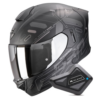 Casque Integrale Scorpion Exo 530 Air Fond Matt Black Silver + Kit Bluetooth BT Mini Casque Integrale Scorpion Exo 530 Air Fond Matt Black Silver + Kit Bluetooth BT Mini