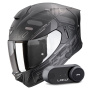 Casque Integrale Scorpion Exo 530 Air Fond Matt Black Silver + Kit Bluetooth Lokui K30