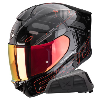 Casque Integrale Scorpion Exo 530 Air Fond Metal Black Red + Kit bluetooth Exo-Com Link-1 Casque Integrale Scorpion Exo 530 Air Fond Metal Black Red + Kit bluetooth Exo-Com Link-1