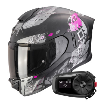 Casque Integrale Scorpion Exo 530 Air Hadji Matt Black Pink + Kit Bluetooth 5S Solo Casque Integrale Scorpion Exo 530 Air Hadji Matt Black Pink + Kit Bluetooth 5S Solo