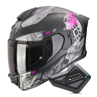 Casque Integrale Scorpion Exo 530 Air Hadji Matt Black Pink + Kit Bluetooth BT Mini Casque Integrale Scorpion Exo 530 Air Hadji Matt Black Pink + Kit Bluetooth BT Mini