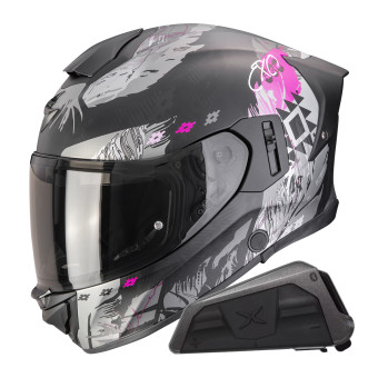 Casque Integrale Scorpion Exo 530 Air Hadji Matt Black Pink + Kit bluetooth Exo-Com Link-1 Casque Integrale Scorpion Exo 530 Air Hadji Matt Black Pink + Kit bluetooth Exo-Com Link-1