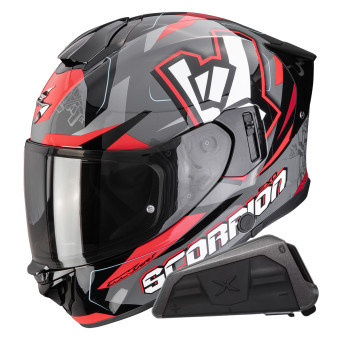 Casque Integrale Scorpion Exo 530 Air Rok Grey Black Red + Kit bluetooth Exo-Com Link-1 Casque Integrale Scorpion Exo 530 Air Rok Grey Black Red + Kit bluetooth Exo-Com Link-1