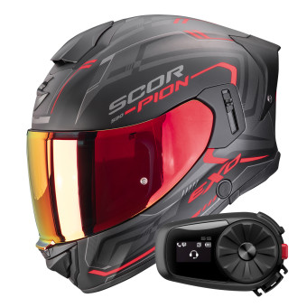 Casque Integrale Scorpion Exo 530 Air Slope Matt Black Red + Kit Bluetooth 5S Solo Casque Integrale Scorpion Exo 530 Air Slope Matt Black Red + Kit Bluetooth 5S Solo