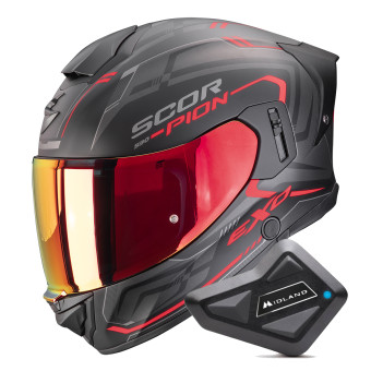 Casque Integrale Scorpion Exo 530 Air Slope Matt Black Red + Kit Bluetooth BT Mini Casque Integrale Scorpion Exo 530 Air Slope Matt Black Red + Kit Bluetooth BT Mini