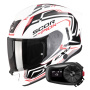 Casque Integrale Scorpion Exo 530 Air Slope White Black Red + Kit Bluetooth 5S Solo