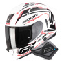 Casque Integrale Scorpion Exo 530 Air Slope White Black Red + Kit Bluetooth BT Mini