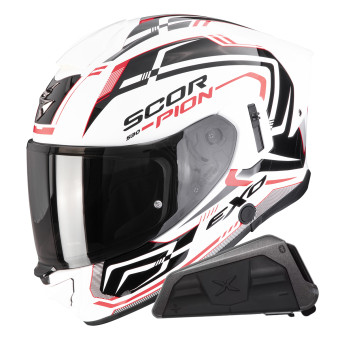 Casque Integrale Scorpion Exo 530 Air Slope White Black Red + Kit bluetooth Exo-Com Link-1 Casque Integrale Scorpion Exo 530 Air Slope White Black Red + Kit bluetooth Exo-Com Link-1