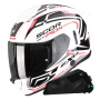 Casque Integrale Scorpion Exo 530 Air Slope White Black Red + Kit bluetooth Exo-Com Link-1C