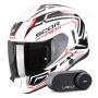 Casque Integrale Scorpion Exo 530 Air Slope White Black Red + Kit Bluetooth Lokui K30