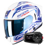 Casque Integrale Scorpion Exo 530 Air Slope White Blue Red + Kit Bluetooth 5S Solo