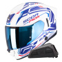 Casque Integrale Scorpion Exo 530 Air Slope White Blue Red + Kit bluetooth Exo-Com Link-1