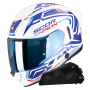 Casque Integrale Scorpion Exo 530 Air Slope White Blue Red + Kit bluetooth Exo-Com Link-1C