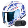 Casque Integrale Scorpion Exo 530 Air Slope White Blue Red + Kit Bluetooth Lokui K30