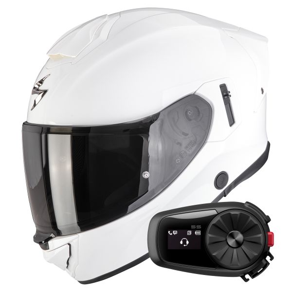 Integrale Scorpion Exo 530 Air Solid White + Kit Bluetooth 5S Solo