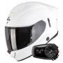 Casque Integrale Scorpion Exo 530 Air Solid White + Kit Bluetooth 5S Solo