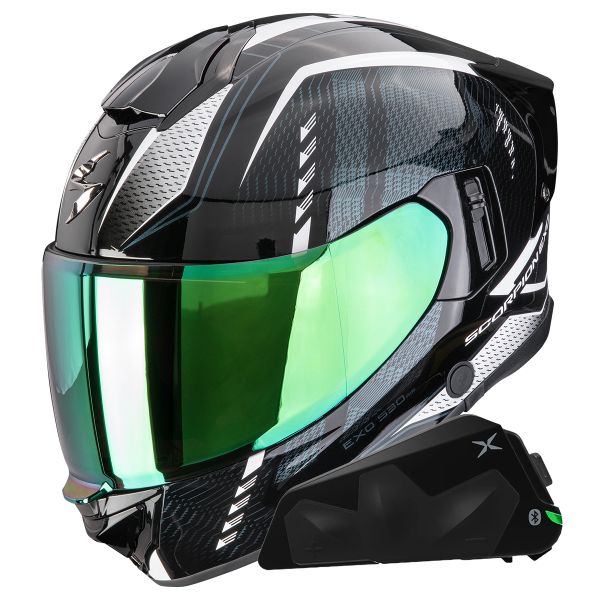 Integrale Scorpion Exo 530 Air Theras Black Chameleon White + Kit bluetooth Exo-Com Link-1C