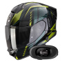 Casque Integrale Scorpion Exo 530 Air Theras Black Green + Kit bluetooth 5R Lite