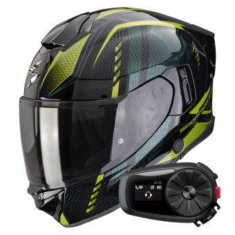 Casque Integrale Scorpion Exo 530 Air Theras Black Green + Kit Bluetooth 5S Solo Casque Integrale Scorpion Exo 530 Air Theras Black Green + Kit Bluetooth 5S Solo